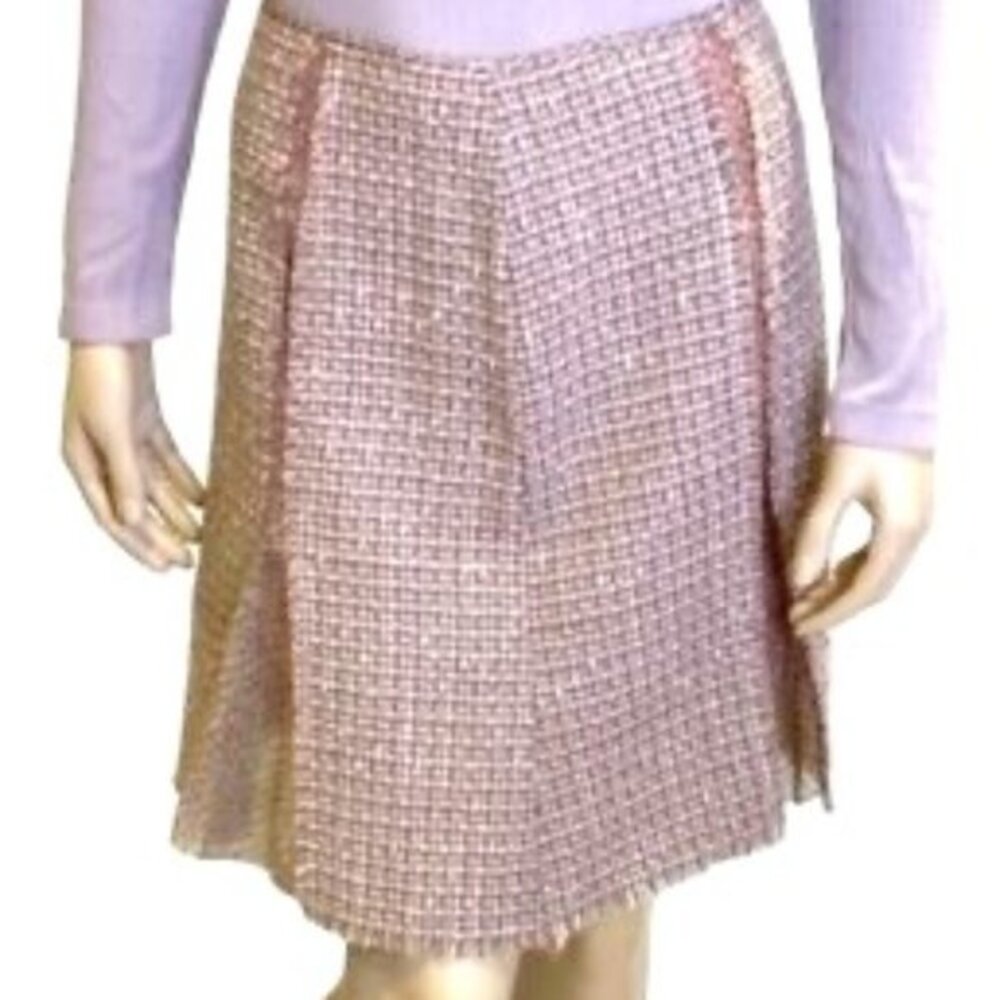 Elie Tahari Dusty Rose Tweed‎ Skirt 12 EUC